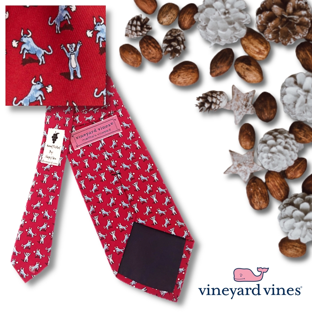 Vineyard Vines | Red Silk Bull & Bear Necktie